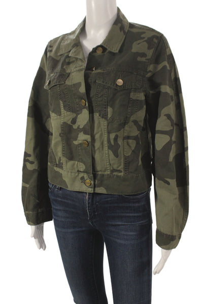 Sanctuary Womens Military Camouflage Jacket Green Long Sleeve Button Size S