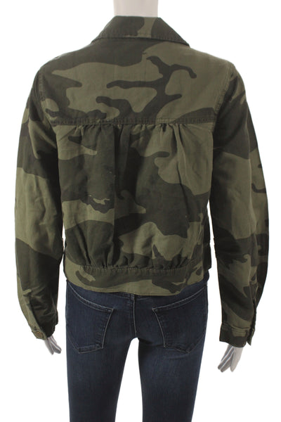 Sanctuary Womens Military Camouflage Jacket Green Long Sleeve Button Size S