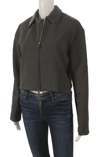 Zara Womens Basic Jacket Gray Zip Long Sleeve Synthetic Size S