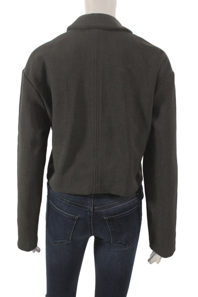 Zara Womens Basic Jacket Gray Zip Long Sleeve Synthetic Size S