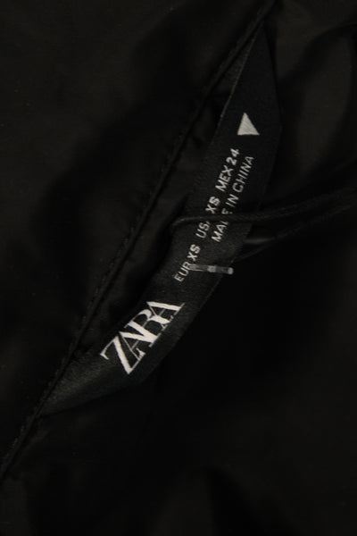 Zara Womens Windbreaker Jacket Black Zip Long Sleeve 100% Polyester Size XS