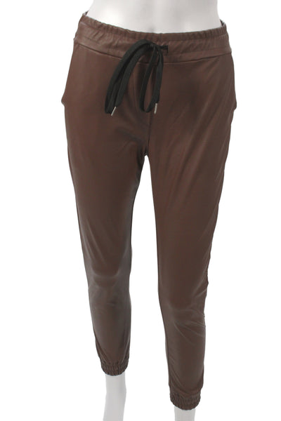 Venti 6 Women Sleeveless Brown Drawstring Outfit Set PU Size XS
