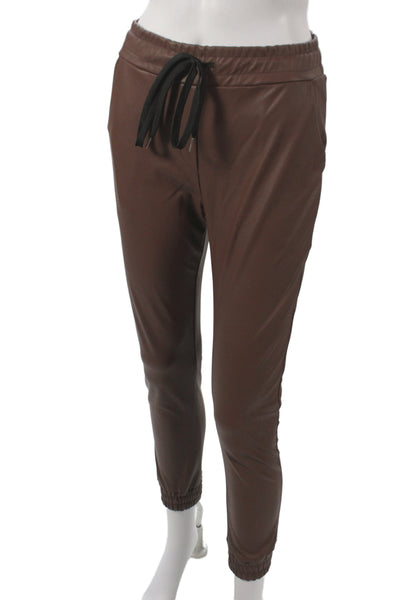 Venti 6 Women Sleeveless Brown Drawstring Outfit Set PU Size XS