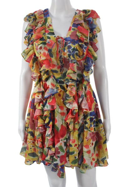 Endless Rose Women Floral V-Neck Sleeveless Mini Dress Multicolor Size XS