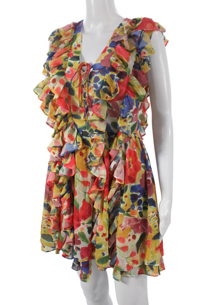 Endless Rose Women Floral V-Neck Sleeveless Mini Dress Multicolor Size XS