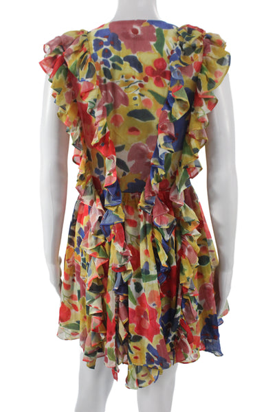 Endless Rose Women Floral V-Neck Sleeveless Mini Dress Multicolor Size XS