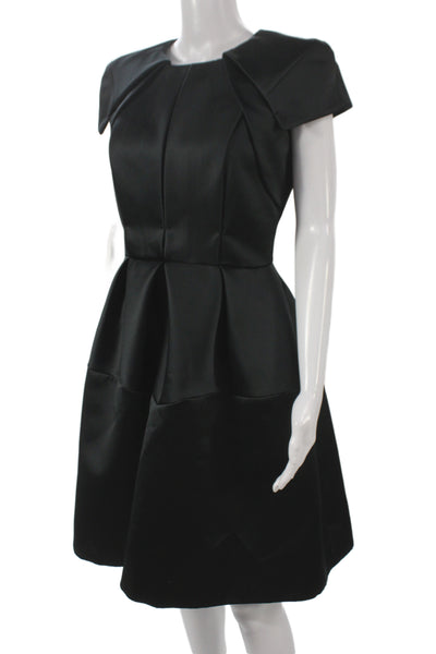 Dice Kayek Womens Black Fit & Flare Dress Short Sleeve Round Neck Size 38