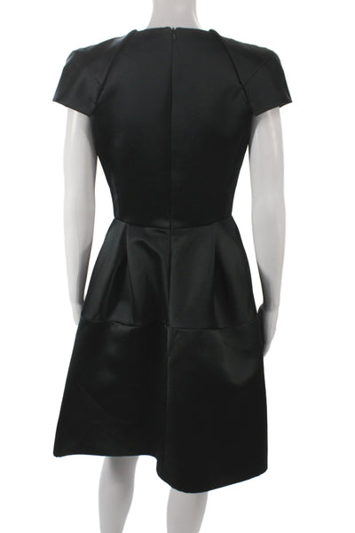 Dice Kayek Womens Black Fit & Flare Dress Short Sleeve Round Neck Size 38