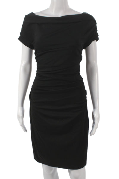 Escada Women Sheath Dress Black Viscose Short Sleeve Knee Length Size 38