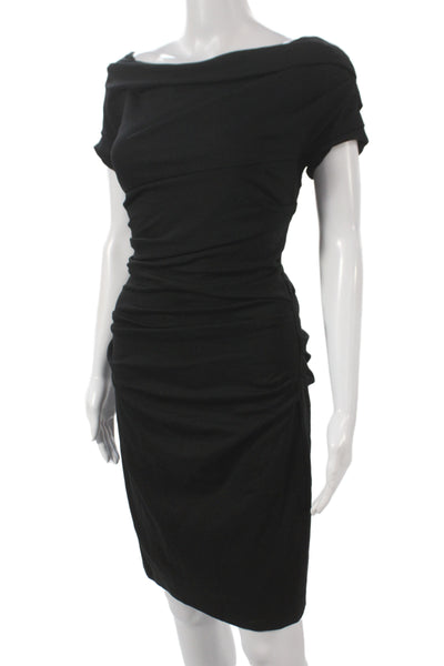 Escada Women Sheath Dress Black Viscose Short Sleeve Knee Length Size 38