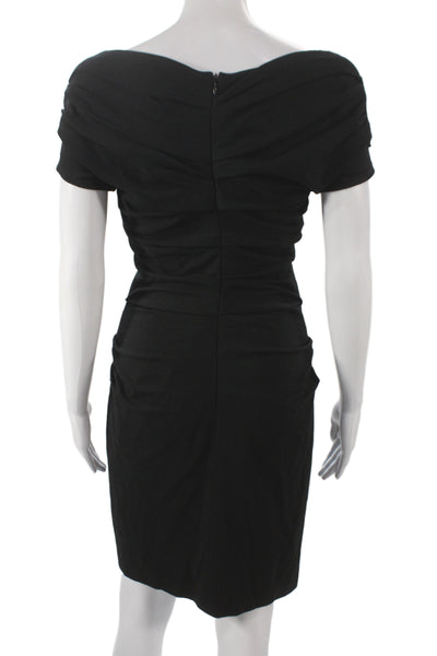 Escada Women Sheath Dress Black Viscose Short Sleeve Knee Length Size 38