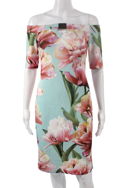 Joseph Ribkoff Women Sheath Floral Off the Shoulder Mini Dress Size 4