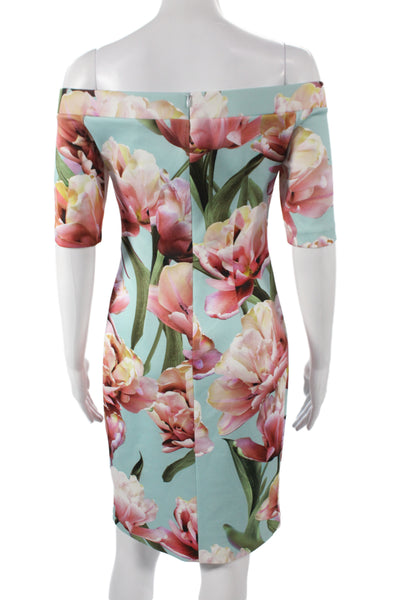 Joseph Ribkoff Women Sheath Floral Off the Shoulder Mini Dress Size 4