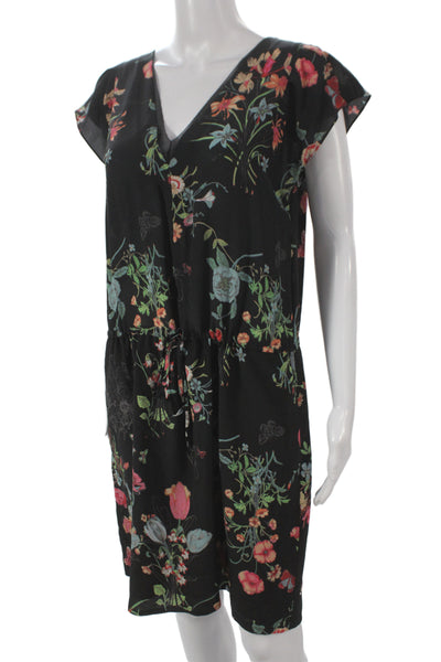 Rebecca Taylor Women Blouson Floral Silk V-Neck Short Sleeve Mini Dress Size 4