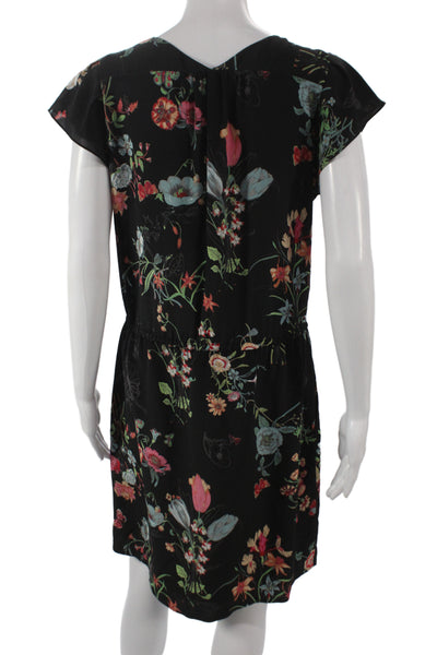 Rebecca Taylor Women Blouson Floral Silk V-Neck Short Sleeve Mini Dress Size 4