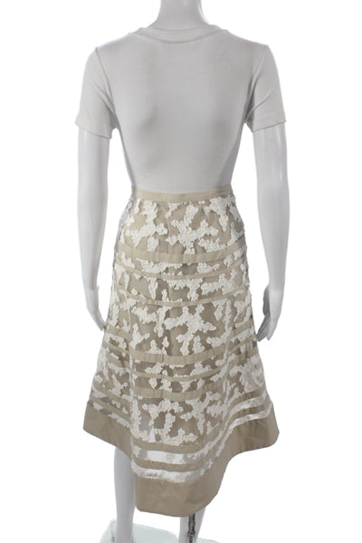 Dorothee Schumacher Women A-Line Skirt Beige Striped Midi Cotton Zip Size 2