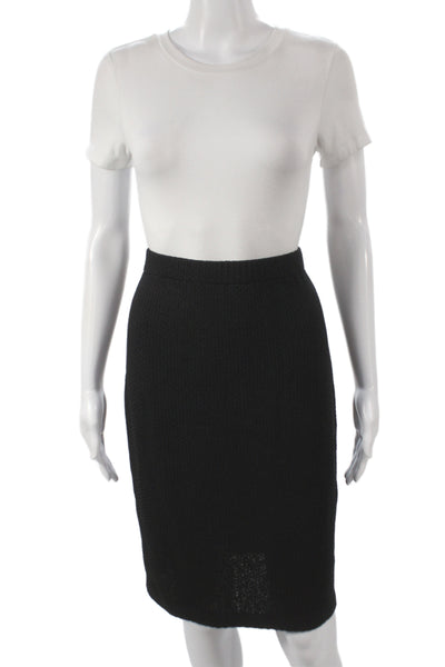 St. John Caviar Womens Black Knit Straight Pencil Skirt Pull On Size 4