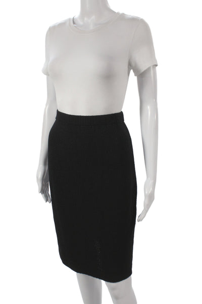 St. John Caviar Womens Black Knit Straight Pencil Skirt Pull On Size 4