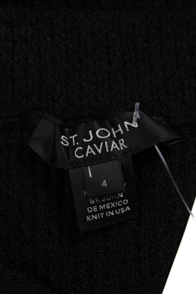 St. John Caviar Womens Black Knit Straight Pencil Skirt Pull On Size 4