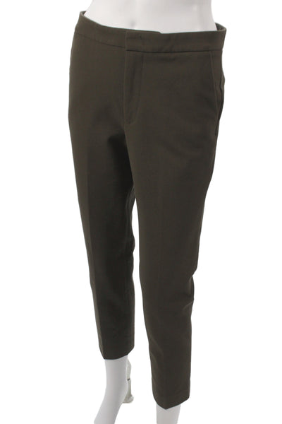 Vince Womens Ankle Pants Brown Button Closure 45% Cotton Size 4