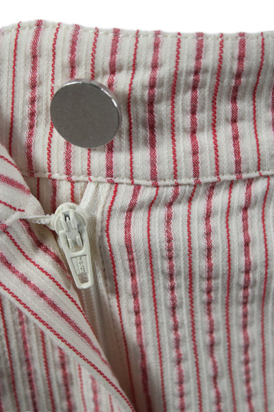 Per Se Womens Red Striped Ankle Pants 97% Cotton Button Inseam 30 Size 4