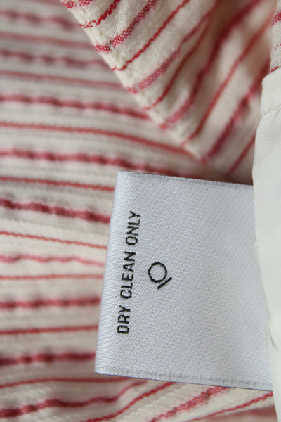 Per Se Womens Red Striped Ankle Pants 97% Cotton Button Inseam 30 Size 4