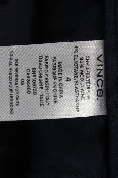 Vince Womens Dress Pants Black 96% Wool Zip Inseam 28 Size 4