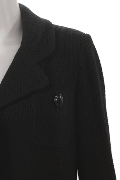 St. John Caviar Women Basic Jacket Solid Black Button Long Sleeve Size 4