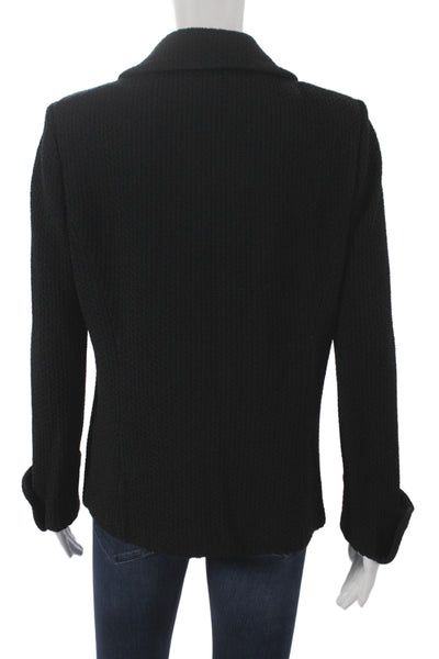 St. John Caviar Women Basic Jacket Solid Black Button Long Sleeve Size 4