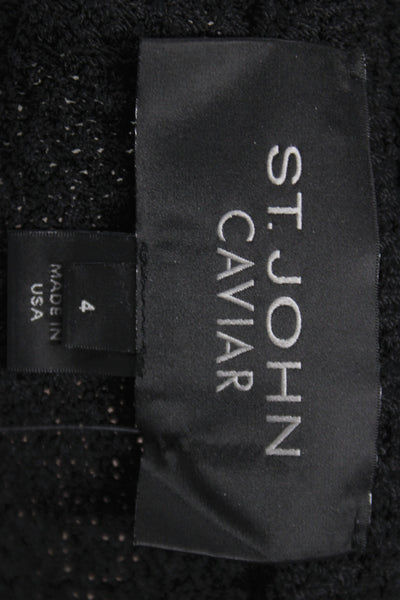 St. John Caviar Women Basic Jacket Solid Black Button Long Sleeve Size 4