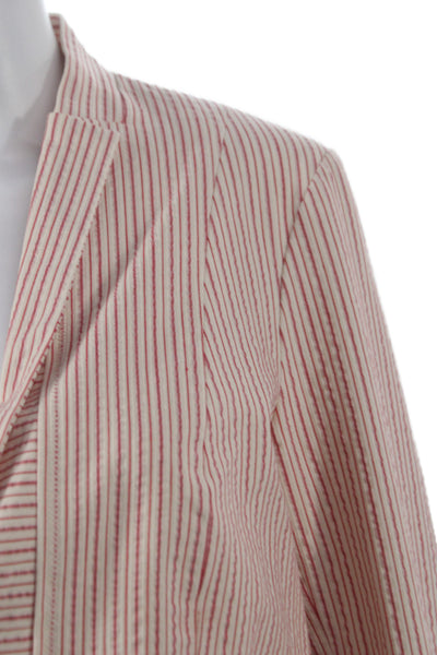 Per Se Womens Striped Cotton Basic Jacket Button Long Sleeve Pink Size 4