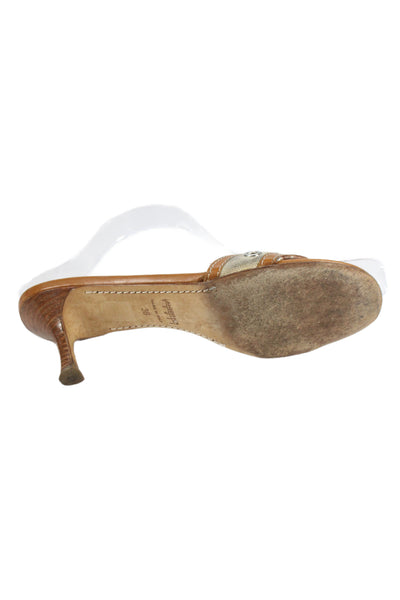 Lambertson Truex Womens Grommet Detail Slip On Heels Shoes Brown Size 8