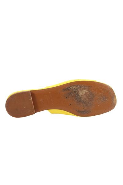 Clergerie Womens Leather Open Toe Flats Mules Shoes Yellow Size 8.5