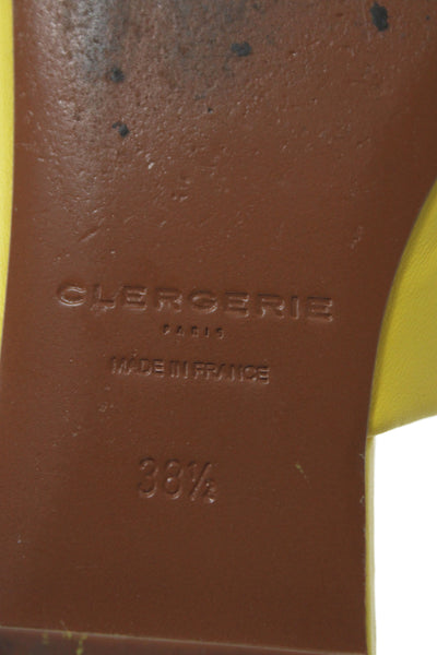 Clergerie Womens Leather Open Toe Flats Mules Shoes Yellow Size 8.5