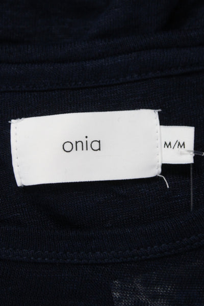 ONIA Mens Basic Blue Linen Short Sleeve Crew Neck T-Shirt Casual Size M