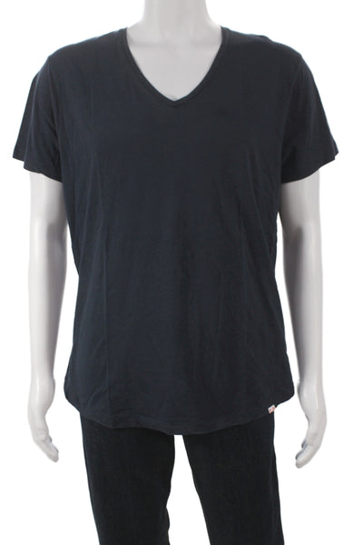 Orlebar Brown Mens Basic Black V Neck Cotton T Shirt Short Sleeve Size XL