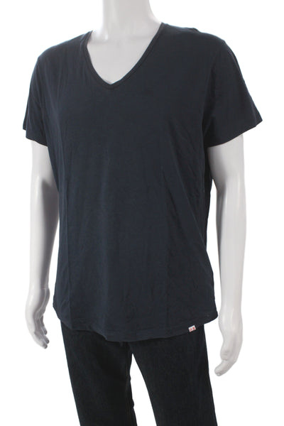 Orlebar Brown Mens Basic Black V Neck Cotton T Shirt Short Sleeve Size XL