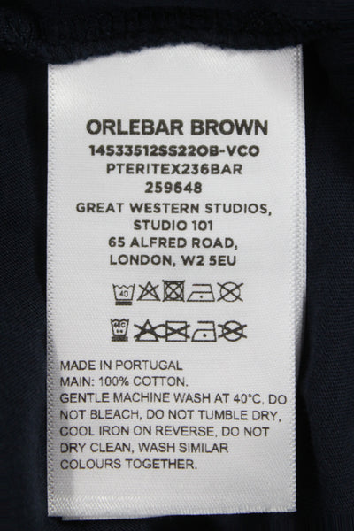 Orlebar Brown Mens Basic Black V Neck Cotton T Shirt Short Sleeve Size XL