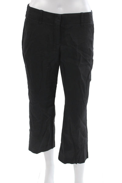 Theory Womens Black Cropped Pants Linen Blend Size 2