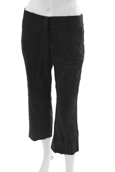 Theory Womens Black Cropped Pants Linen Blend Size 2
