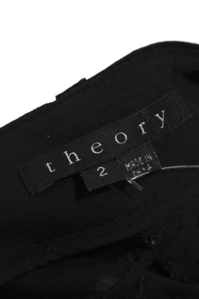 Theory Womens Black Cropped Pants Linen Blend Size 2