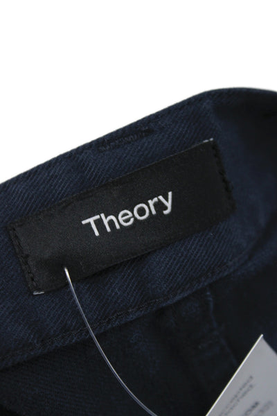 Theory Mens Chino Pants Blue Button Closure Cotton Size 34