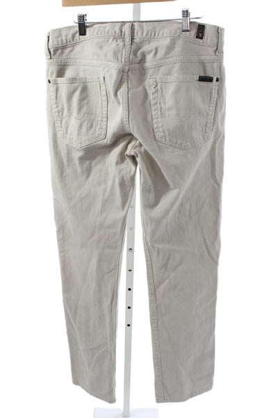 7 For All Mankind Mens Straight Beige Cotton Jeans Size 33