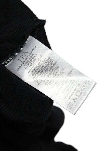 NIA Womens Cropped Scoop Neck Tank Black Rayon Long Sleeve 90s Size XS