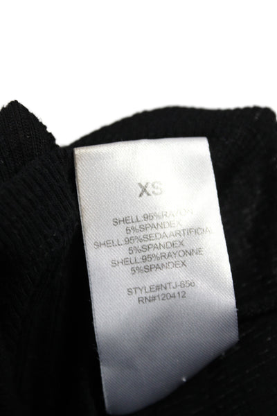 NIA Womens Cropped Scoop Neck Tank Black Rayon Long Sleeve 90s Size XS