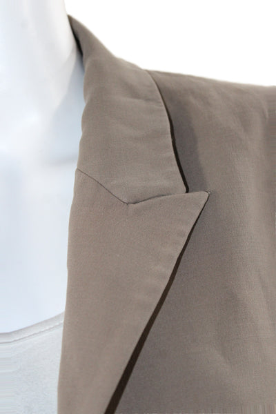 Zara Women Basic Jacket Brown Button Long Sleeve Solid Polyester Size M