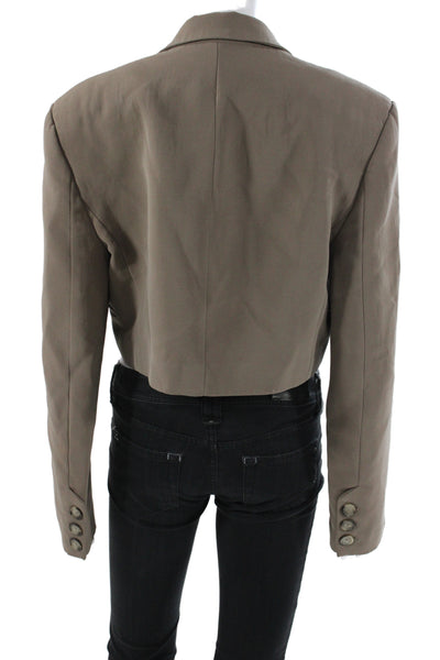 Zara Women Basic Jacket Brown Button Long Sleeve Solid Polyester Size M