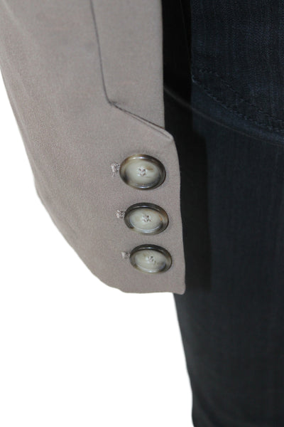 Zara Women Basic Jacket Brown Button Long Sleeve Solid Polyester Size M