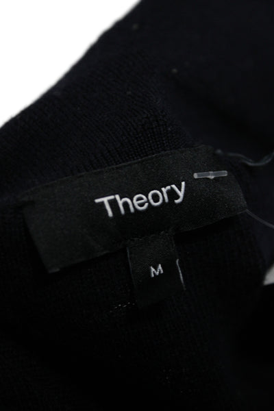 Theory Mens Black Merino Wool Pullover Solid Collared Long Sleeve Size M