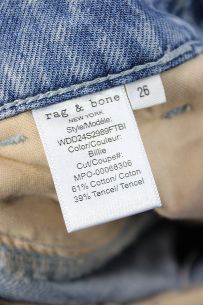 Rag & Bone Women Wide Leg Mid Rise Blue Jeans Size 26